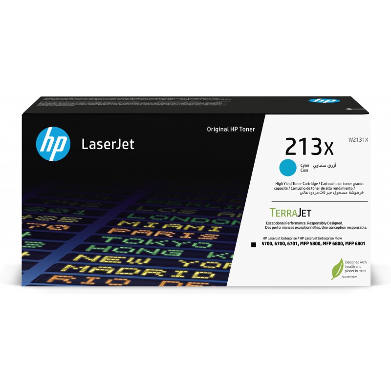 HP Cartucho de tóner Original LaserJet 213X de alto rendimie Original Cian W2131X