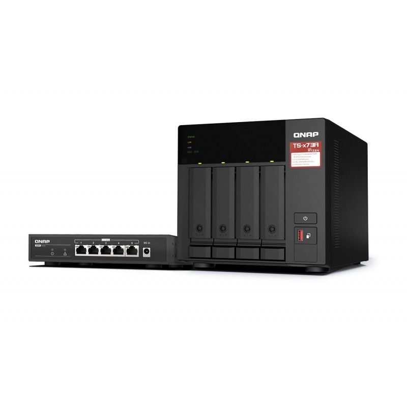 QNAP TS-473A + QSW-1105-5T Negro TS-473A-SW5T