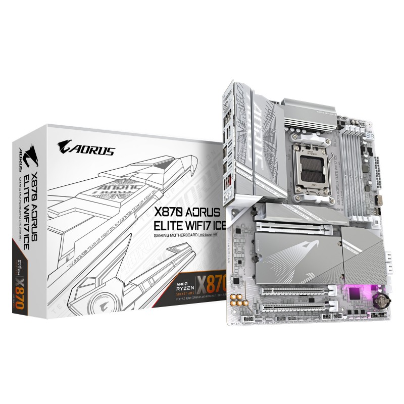 GIGABYTE X870 AORUS ELITE WIFI7 ICE - Socket AM5 - ATX - AMD X870 9MX87ELE-00-10
