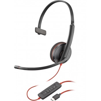 POLY Auriculares Blackwire 3210 monaural USB-C (paquete) Negro 80S09A6