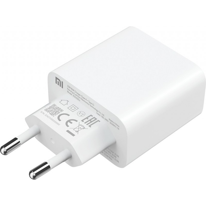 Cargador de Pared Xiaomi Mi 33W Wall Charger  1xUSB Tipo-C  1xUSB  33W BHR4996GL