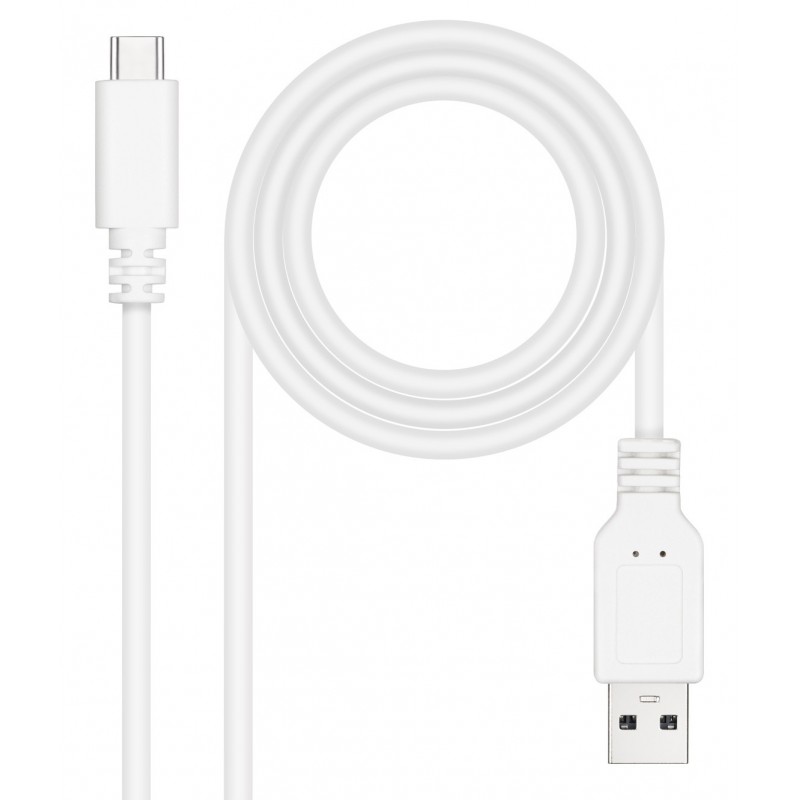 Nanocable Cable USB 2.0 3A, tipo USB-C M-A M, Blanco, 1 m 10.01.2101-W