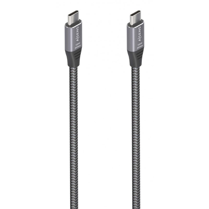 AISENS Cable USB 3.2 Gen2x2 Aluminio 20Gbps 8K@30Hz 5A 100W E-Mark, Tipo USB-C M-USB-C M, Gris, 3.0m A107-0875