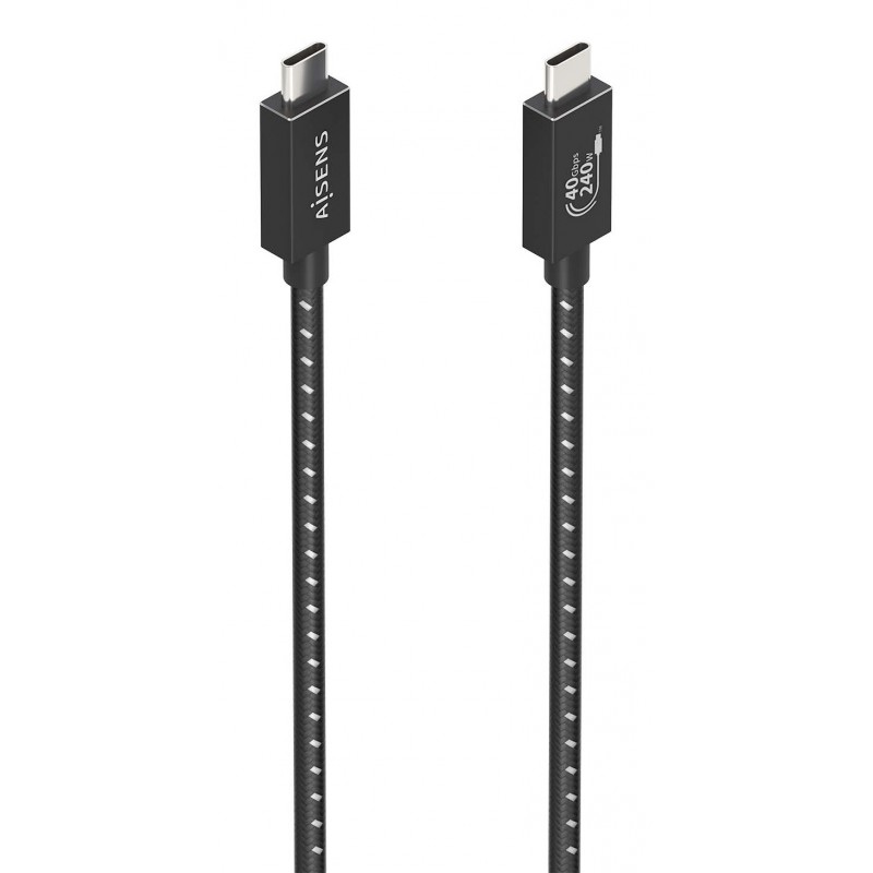 AISENS Cable USB4 Gen3x2 Aluminio 40Gbps 8K@60Hz 5A 48V 240W E-Mark, Tipo USB-C M-USB-C M, Negro, 1. A156-0868