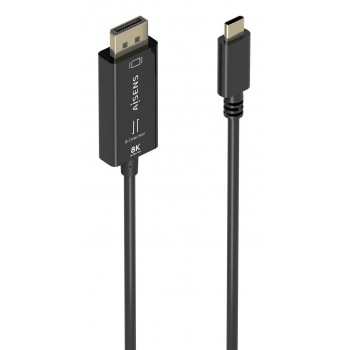 AISENS Cable Conversor Bidireccional USB-C A DISPLAYPORT 8K@60Hz, USB-C M-DP M, Negro, 1.8m A109-0879