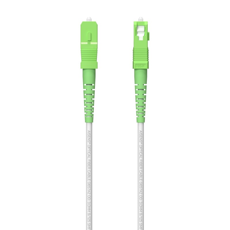 AISENS Cable Fibra Óptica Latiguillo G657A2 3.0 9 125 SMF Simplex CPR DCA LSZH, SC APC-SC APC, Blanc A152-0617