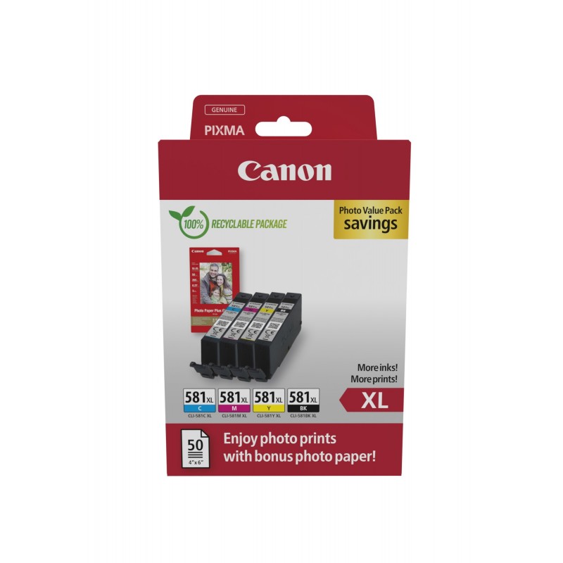 Canon 2052C006 cartucho de tinta 4 pieza(s) Original Alto rendimiento (XL) Negro, Cian, Magenta, Ama