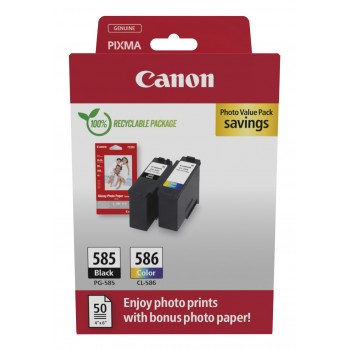 Canon PG-585 CL-586 PVP cartucho de tinta 2 pieza(s) Original Negro, Cian, Magenta, Amarillo 6205C004