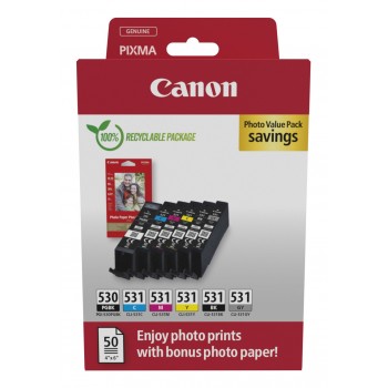 Canon PGI-530 CLI-531 PVP cartucho de tinta 6 pieza(s) Original Negro, Cian, Gris, Magenta, Foto neg 6117C004
