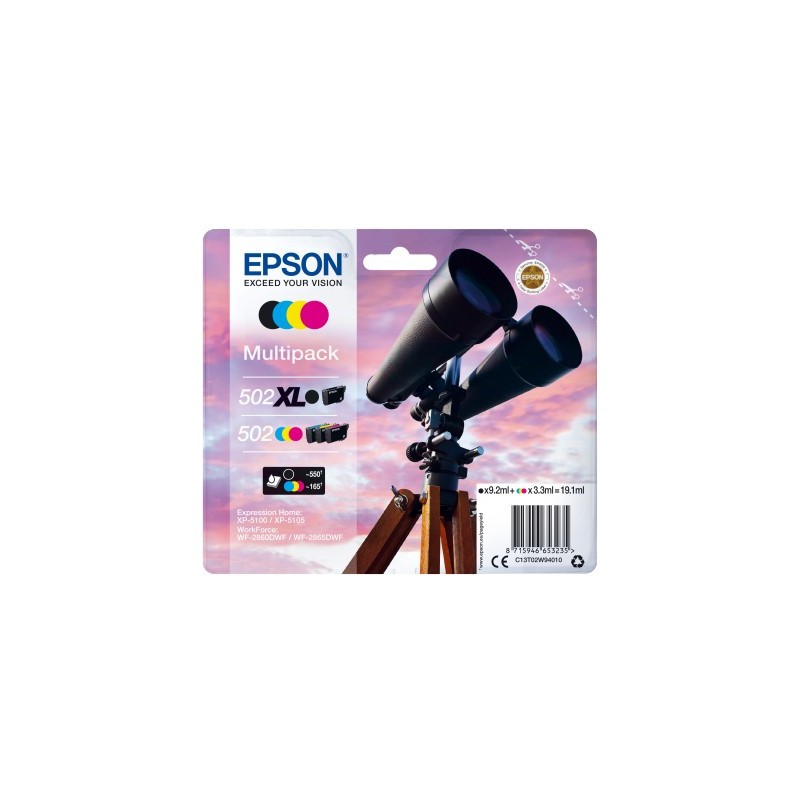 Epson 502 XL cartucho de tóner 4 pieza(s) Compatible Negro, Cian, Magenta, Amarillo C13T02W94020
