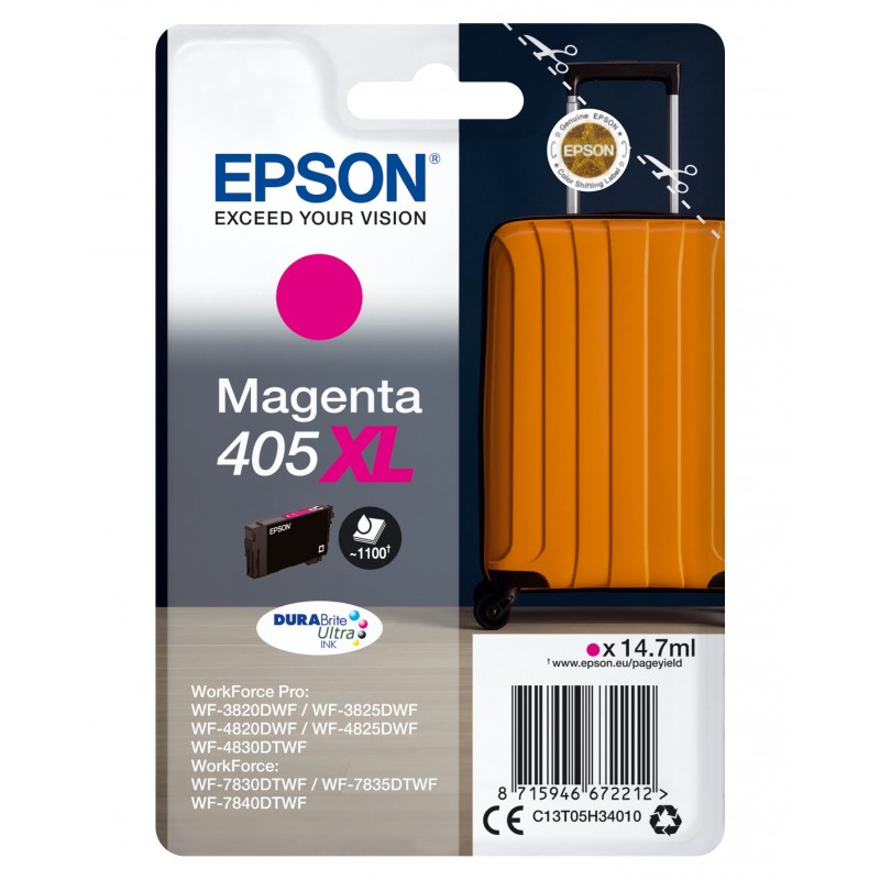 Epson Singlepack Magenta 405XL DURABrite Ultra Ink C13T05H34020