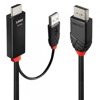 Lindy 41498 adaptador de cable de vídeo 1 m HDMI   USB Type-A DisplayPort Negro