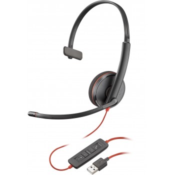 POLY Auriculares Blackwire 3210 monaural USB-A (paquete) Negro 80S01A6