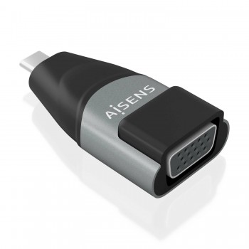 AISENS Adaptador Conversor Aluminio USB-C a VGA, USB-C M-HDB15 H, Gris A109-0863