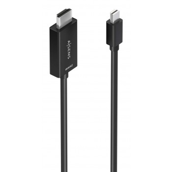 AISENS Cable conversor MINI DP a HDMI 4K@60Hz, MINI DP M-HDMI M, Negro, 2.0m A125-0888