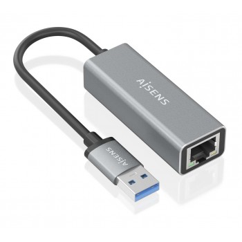 AISENS Conversor USB 3.0 a ethernet Gigabit 10 100 1000 Mbps, Gris, 15cm A106-0897