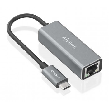 AISENS Conversor USB3.1 Gen1 USB-C a ethernet Gigabit 10 100 1000 Mbps, Gris, 15cm A109-0898