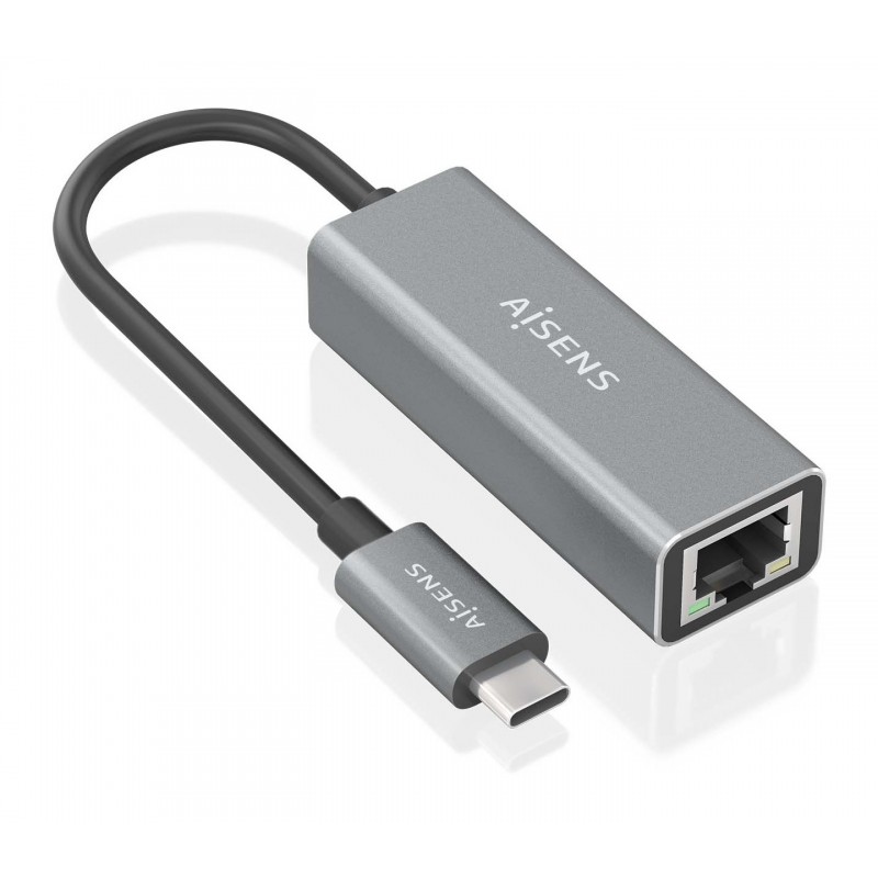 AISENS Conversor USB3.1 Gen1 USB-C a ethernet Gigabit 10 100 1000 Mbps, Gris, 15cm A109-0898