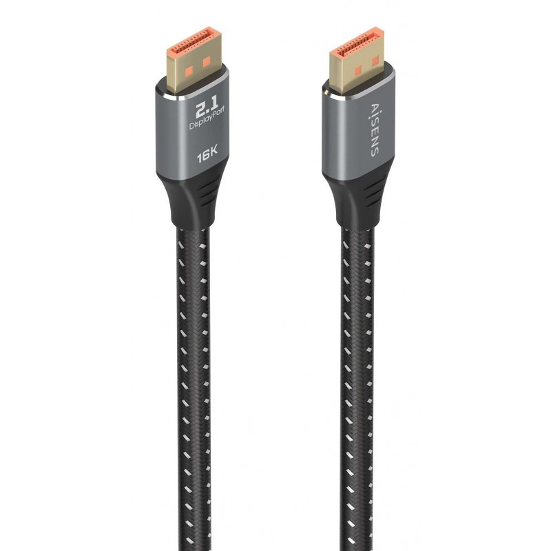 AISENS Cable DisplayPort V2.1 16K@60Hz 80 Gbps, DP M-DP M, Negro, 1.5m A158-0902