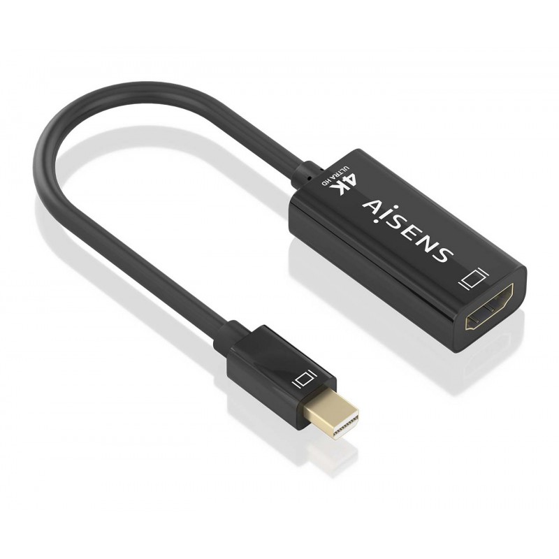 AISENS Conversor MINI DP a HDMI 4K@60Hz, MINI DP M-HDMI H, Negro, 15cm A125-0904