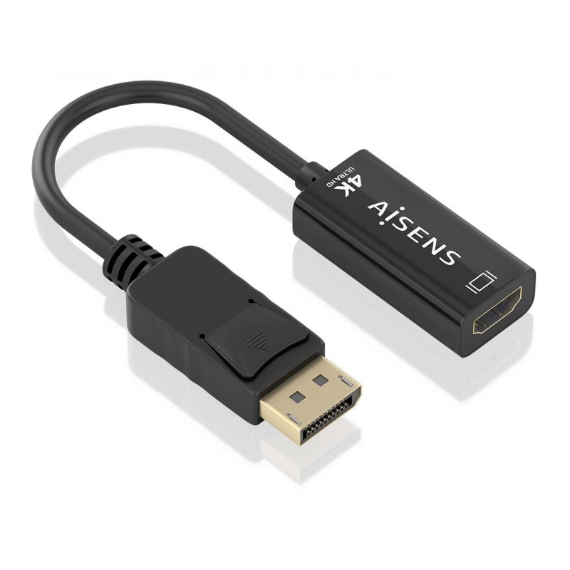 AISENS Conversor DisplayPort a HDMI 4K@60Hz, DP M-HDMI M, Negro, 15cm A125-0905