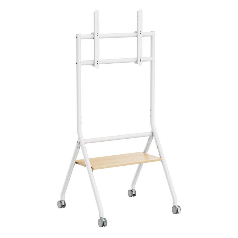 AISENS Soporte de suelo eco con rueda, 1 bandeja para pantalla interactiva TV 80kg de 37-86, Blanco+ FT86FE-331