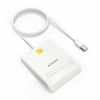 AISENS Lector de Tarjeta Inteligente DNI, Blanco ASCR-SN07-W