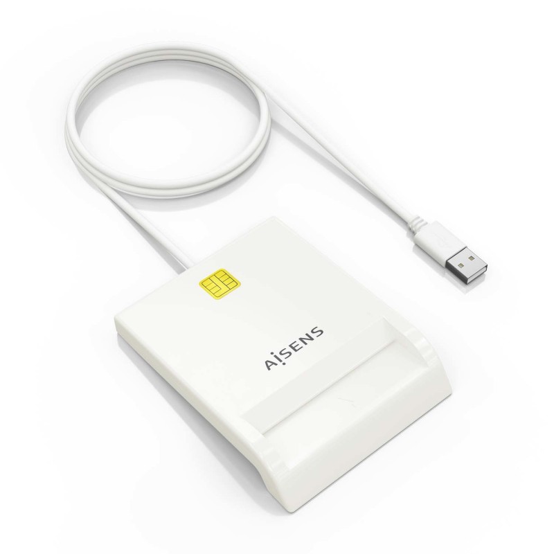 AISENS Lector de Tarjeta Inteligente DNI, Blanco ASCR-SN07-W