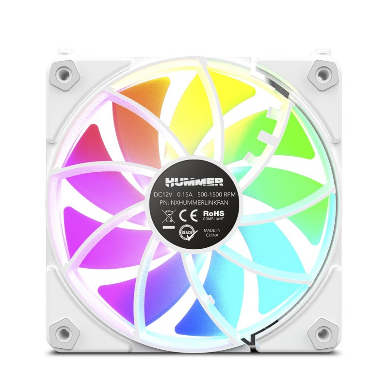 Ventilador Nox Easy Link - ARGB - 12cm - Blanco NXHUMMERELINKWH