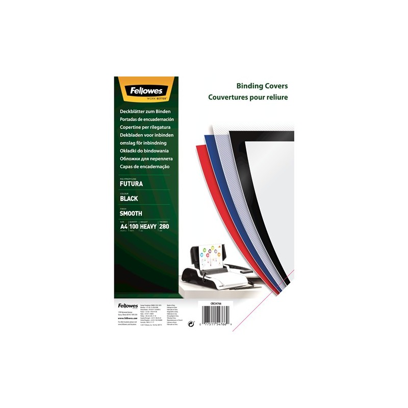 Fellowes 5476603 cubierta A4 Polipropileno (PP) Negro 100 pieza(s)