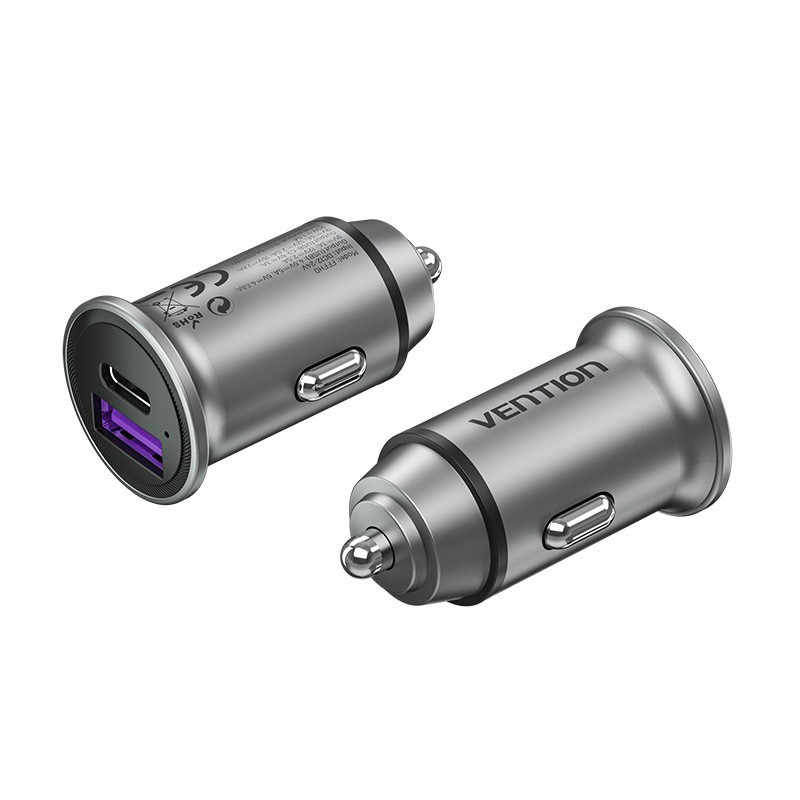 Vention Cargador de Coche FFFH0  1xUSB-Tipo C  1xUSB  30W