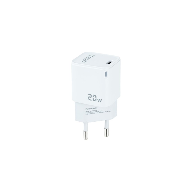 TooQ Cargador de Pared USB-C PD20W, Blanco TQWC-PD20WT