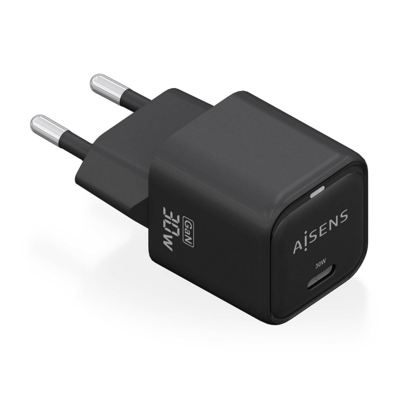 AISENS Cargador Gan 30W, 1xUSB-C PD3.0 QD4.0, Negro ASCH-30W1P019-BK