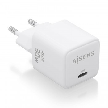 AISENS Cargador Gan 30W, 1xUSB-C PD3.0 QD4.0, Blanco ASCH-30W1P035-W
