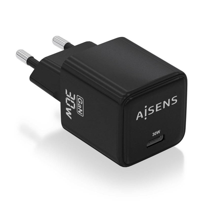 AISENS Cargador Gan 30W, 1xUSB-C PD3.0 QD4.0, Negro ASCH-30W1P036-BK