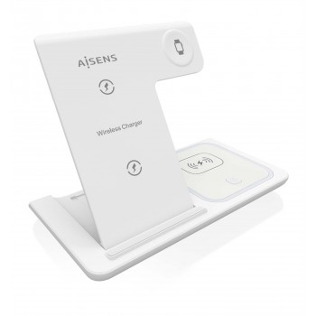 AISENS Cargador Inalambrico USB-C 3 En 1 De 15W Para Movil, Apple Watch, Ariculares Con Estuche De C ASCH-15W3WC044-W