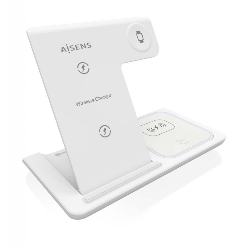 AISENS Cargador Inalambrico USB-C 3 En 1 De 15W Para Movil, Apple Watch, Ariculares Con Estuche De C ASCH-15W3WC044-W