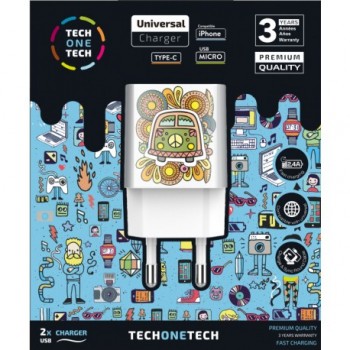 TECH ONE TECH TEC2503 cargador de dispositivo móvil Smartphone Blanco Corriente alterna Interior