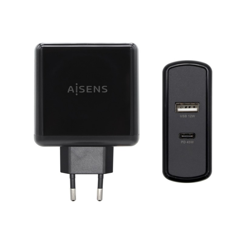 AISENS ASCH-2PD45A-BK cargador de dispositivo móvil GPS, Mando para videojuegos, MP3, MP4, Teléfono 