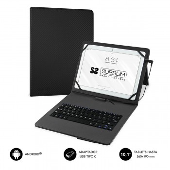 SUBBLIM Funda con Teclado Micro USB - USB C KEYTAB PRO USB 10,1" Black SUB-KT1-USB001