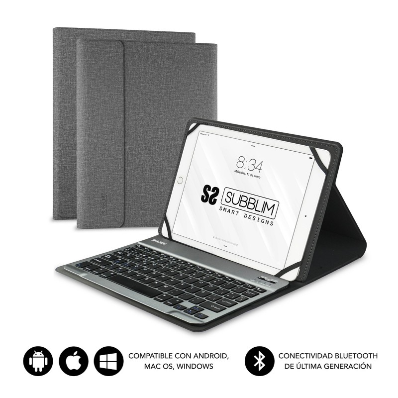 SUBBLIM Funda con Teclado KEYTAB PRO BLUETOOTH 10,1" Grey SUB-KT2-BT0002