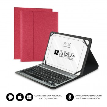 SUBBLIM Funda con Teclado KEYTAB PRO BLUETOOTH 10,1" Red SUB-KT2-BT0003