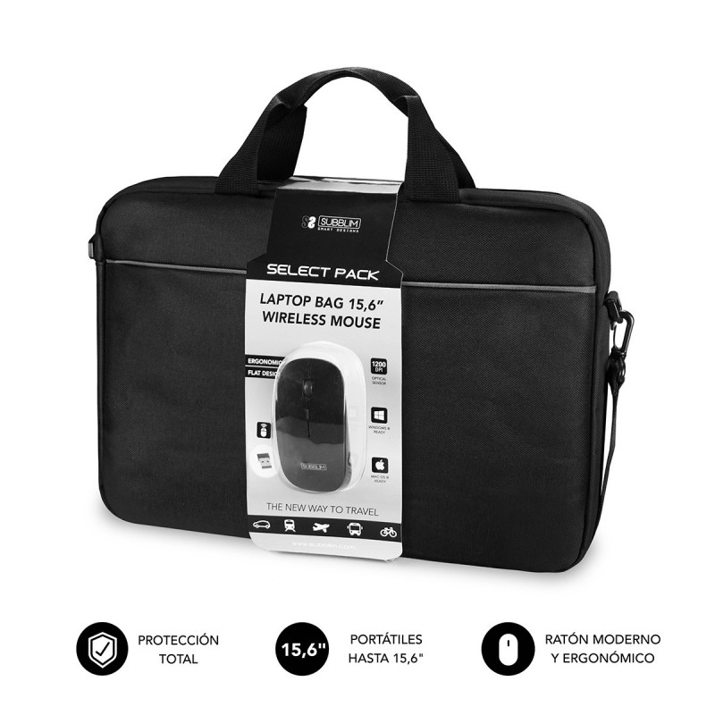 SUBBLIM Maletín con Ratón Select Pack Wireless Mouse USB + Laptop bag 15,6" SUB-LB-2SP0050