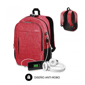 SUBBLIM Mochila para Portátil Urban Lock Backpack 16" Red SUB-BP-1UL0002