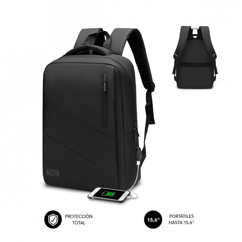 SUBBLIM City Backpack Mochila para portátil 15.6", Poliéster Oxford, Negra SUB-BP-2BL2002