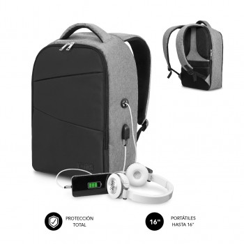 SUBBLIM Mochila Antirrobo Secure V2 AP Antitheft Backpack Gris Negra SUBBP-3SA1100