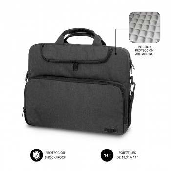 SUBBLIM Maletín Ordenador Air Padding Laptop bag 13,3-14" Gris Oscuro SUBLB-4APLB50