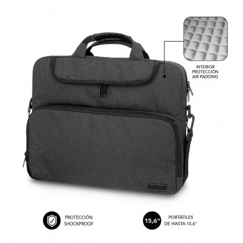SUBBLIM Maletín Ordenador Air Padding Laptop bag 15,6" Gris Oscuro SUBLB-4APLB60