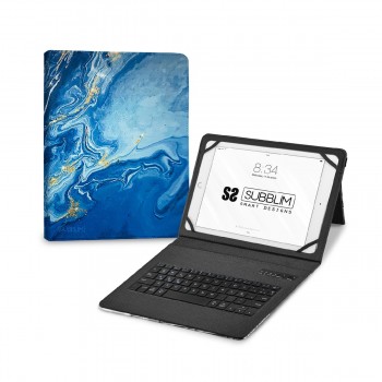 SUBBLIM Funda con Teclado Keytab Pro BT Trendy Marmol Azul SUBKT5-BTTB01