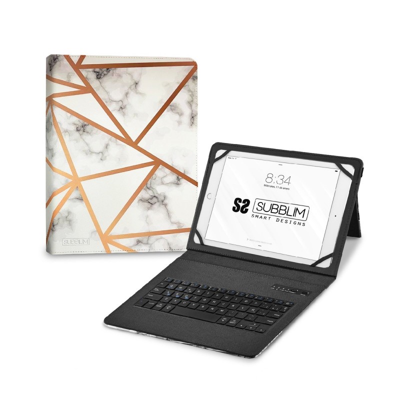 SUBBLIM Funda con Teclado Keytab Pro BT Trendy Marmol Blanco SUBKT5-BTTW10